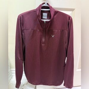 Mens burgundy Callaway Opti-Dri quarter-zip golf pullover size small